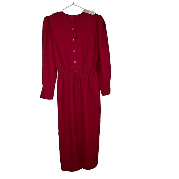 VTG Farmhouse Lace Collar Red Cottagecore 80s Regencycore Party Dress Size Small - Picture 3 of 14